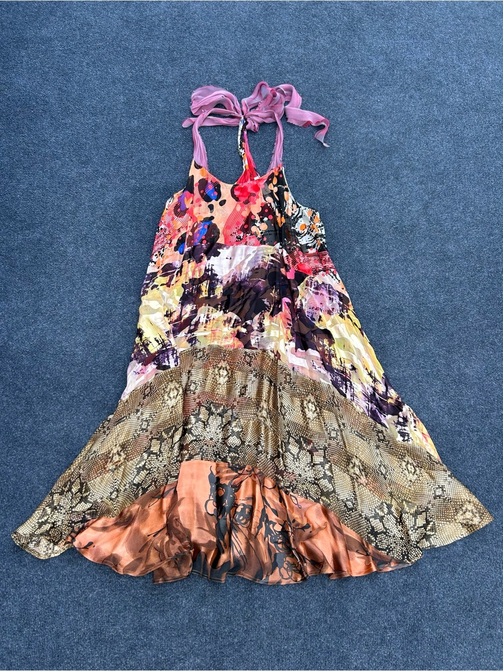 Silvia Tcherassi Silk Halter Abstract Mini Dress